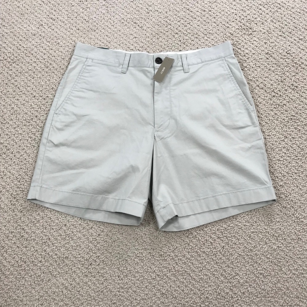 J. Crew Oarsmen 7 Inch Stretch Chino‎ Shorts Light Grey Size 31 New With Tags